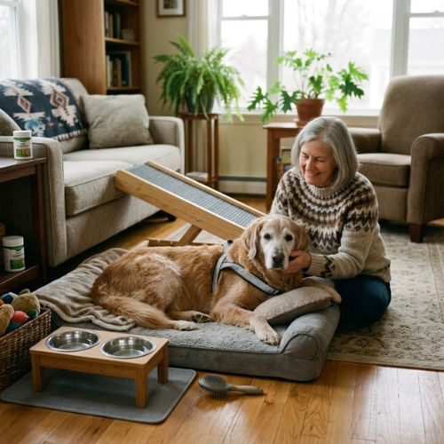 Alter Hund liegt entspannt – Pflege und Tipps für Seniorhunde